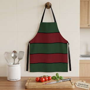 Classic Christmas Green And Red Stripes Apron