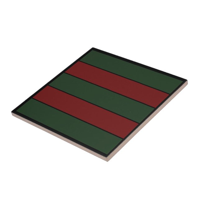Classic Christmas Green And Red Stripes  Ceramic Tile (Side)