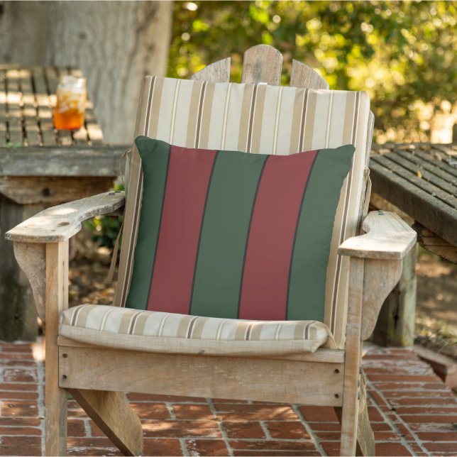 Classic Christmas Green And Red Stripes Cushion (Chair)