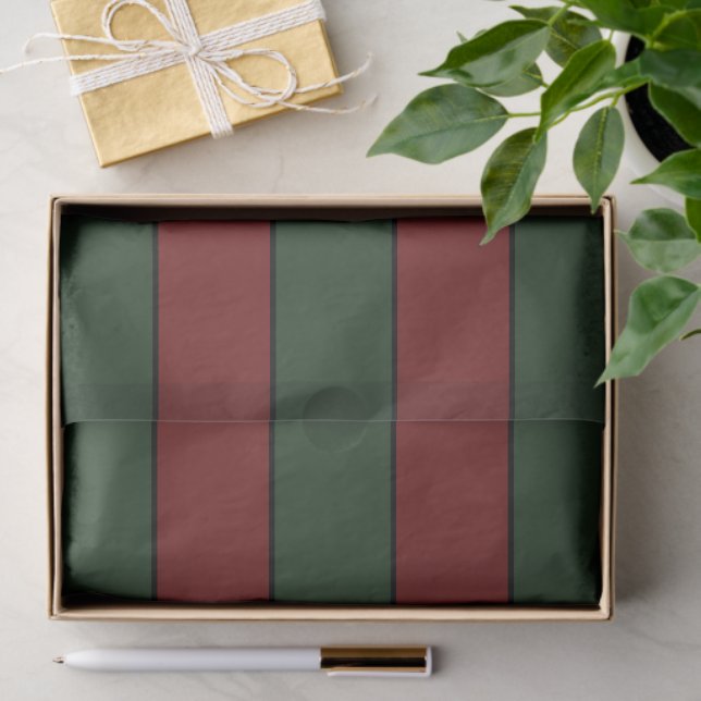 Classic Christmas Green And Red Stripes Tissue Paper (Gift)