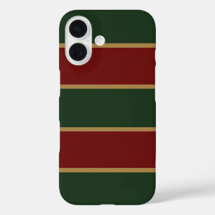 Classic Christmas Green And Red With Gold Trim iPhone 16 Case