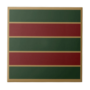 Classic Christmas Green And Red With Gold Trim Ceramic Tile