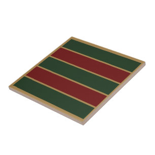 Classic Christmas Green And Red With Gold Trim Ceramic Tile
