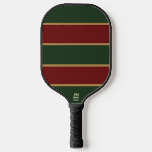 Classic Christmas Green And Red With Gold Trim Pickleball Paddle