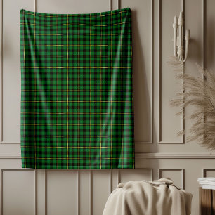 Classic Christmas Green Gold Tartan Plaid Fleece Blanket