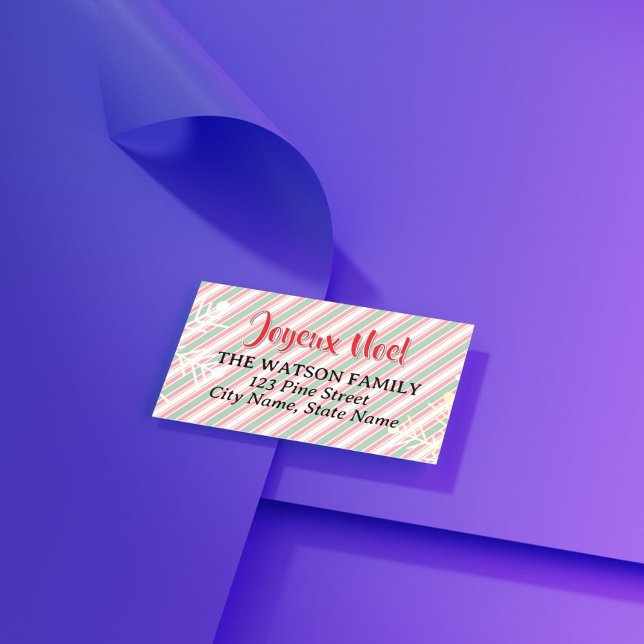 Classic Christmas Green Red White Stripes Return Address Label (Use this family Christmas address label to speed up your Christmas card preparation)