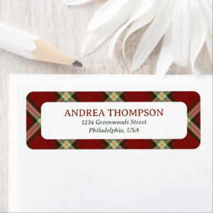 Classic Christmas Heritage Red and Green Plaid Return Address Label