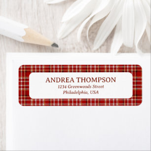 Classic Christmas Heritage Red Plaid Return Address Label