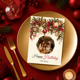 Classic Christmas Holiday Family Portrait Card