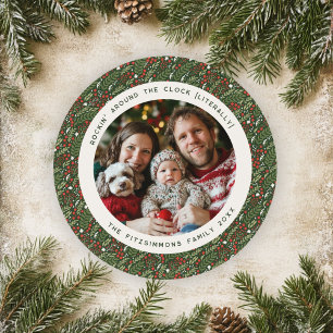 Classic Christmas Holly Leaf Holiday Card