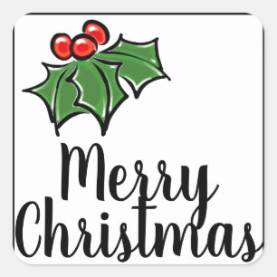 Classic Christmas holly modern minimalist  Square Sticker