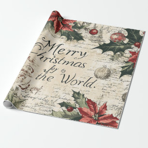 Classic Christmas Holly Ornament Vintage Style Wrapping Paper