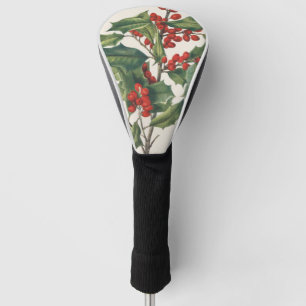 Classic Christmas Holly with Red Berries Art Golf Head Cover