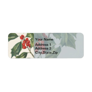 Classic Christmas Holly with Red Berries Art Return Address Label