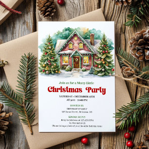 Classic christmas house invite playful lettering