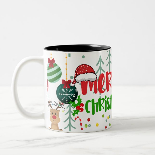 Classic Christmas Icons Two-Tone Coffee Mug (Left)
