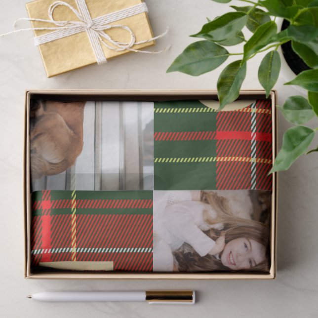 Classic Christmas Noel Plaid Photo Holiday Tissue Paper (Gift)