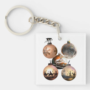 Classic Christmas Ornament Assortment Key Ring