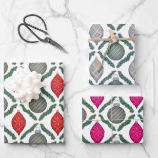 Classic Christmas Ornaments Set Wrapping Paper