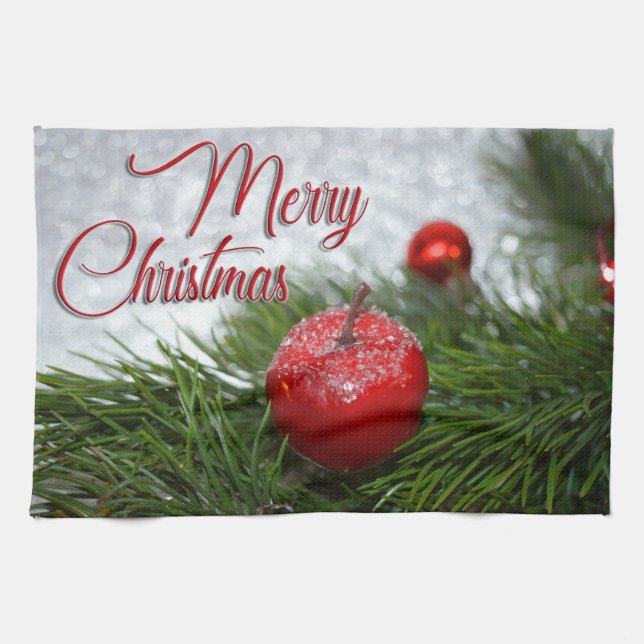 Classic Christmas Pine and Cheer Tea Towel (Horizontal)