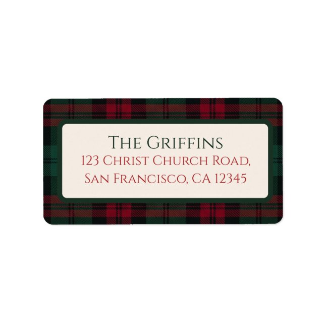 Classic Christmas Plaid Address Labels (Front)