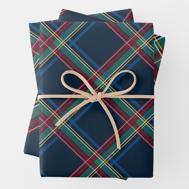 Classic Christmas plaid colourful holiday Wrapping Paper Sheet (In situ)