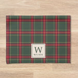 Classic Christmas Plaid Family Name Monogram Tea Towel<br><div class="desc">Custom-designed decorative kitchen hand towel for the holiday season featuring classic style Christmas plaid with personalised family name monogram design.</div>