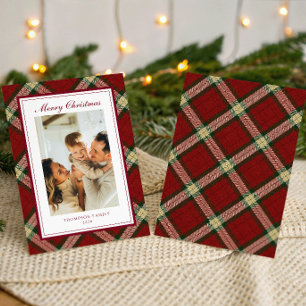 Classic Christmas Plaid Family Photo Holiday Card