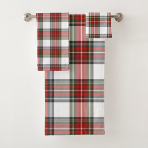 Classic Christmas Plaid Pattern Bath Towel Set