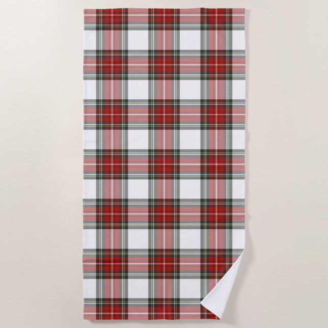 Classic Christmas Plaid Pattern Beach Towel (Front)