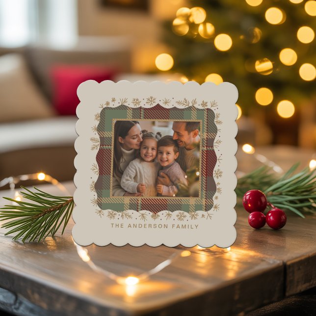 Classic Christmas Plaid Photo Template ID1141A Paper Coaster (Creator Uploaded)
