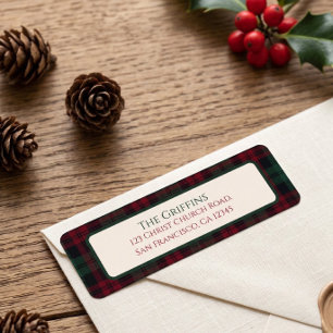 Classic Christmas Plaid Return Address Labels