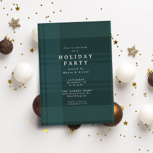 Classic Christmas plaid simple green holiday party Invitation