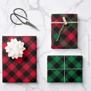 Classic Christmas Plaid Simple Holiday Red   Wrapping Paper Sheet