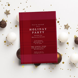 Classic Christmas plaid simple red holiday party Invitation