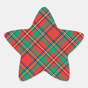 Classic Christmas Plaid Star Sticker