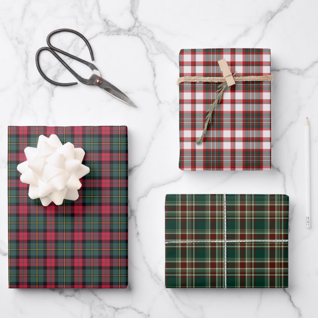 Classic Christmas Plaid Variety Wrapping Paper Sheet (Front)