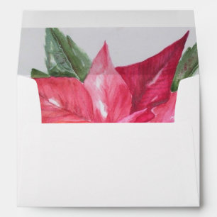 CLASSIC CHRISTMAS POINSETTIA FLOWER PEACEFUL JOY ENVELOPE