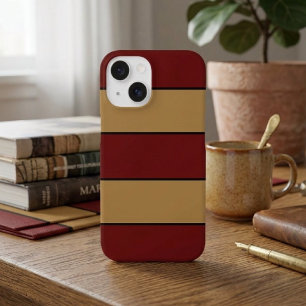 Classic Christmas Red And Gold Stripes iPhone 16 Case