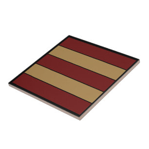 Classic Christmas Red And Gold Stripes Ceramic Tile