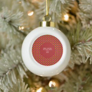 Classic Christmas Red and Green Geometric Seamless Ceramic Ball Christmas Ornament