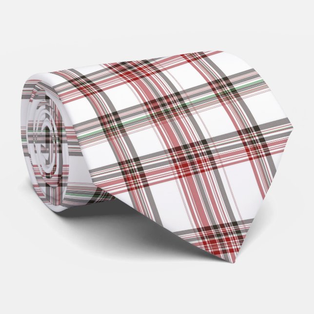 Classic Christmas Red and Green Tartan Plaid Tie (Rolled)