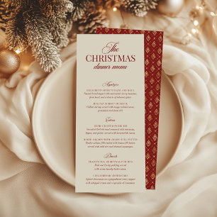 Classic Christmas Red & Gold Foil Imitation Menu Invitation