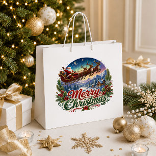 Classic Christmas Red Green Holiday Gift Bag Desig