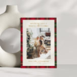 Classic Christmas Red Green Plaid Portrait Photo Holiday Card<br><div class="desc">Capture the warmth and tradition of the holidays with this classic red and green plaid Christmas photo card. The timeless tartan design, featuring intersecting lines of yellow and dark green, brings a cosy, festive touch to your holiday greetings. Perfect for showcasing your favourite family photos, this background adds a cheerful...</div>