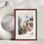 Classic Christmas Red Green Plaid Portrait Photo Holiday Card<br><div class="desc">Capture the warmth and tradition of the holidays with this classic red and green plaid Christmas photo card. The timeless tartan design, featuring intersecting lines of yellow and dark green, brings a cosy, festive touch to your holiday greetings. Perfect for showcasing your favourite family photos, this background adds a cheerful...</div>