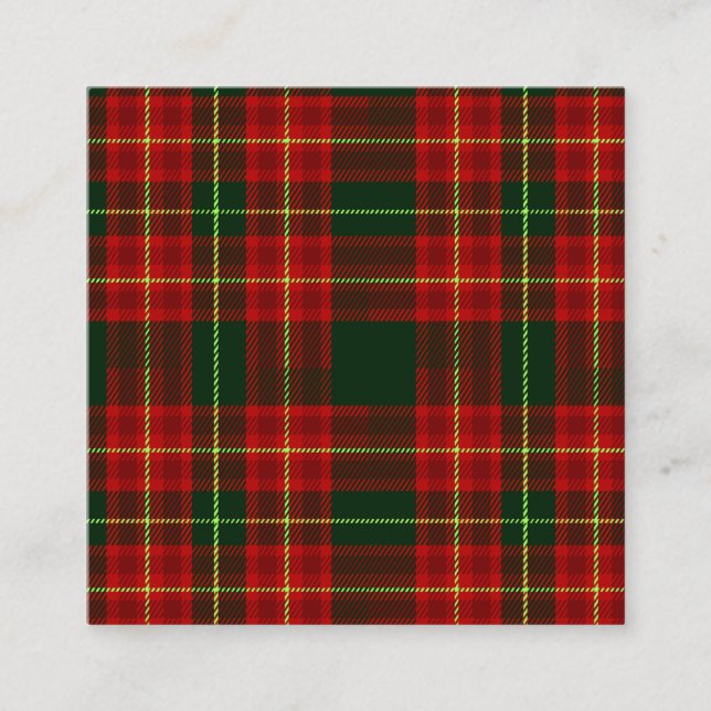 Classic Christmas Red Green Tartan Plaid Seamless  Square Business Card (Front)