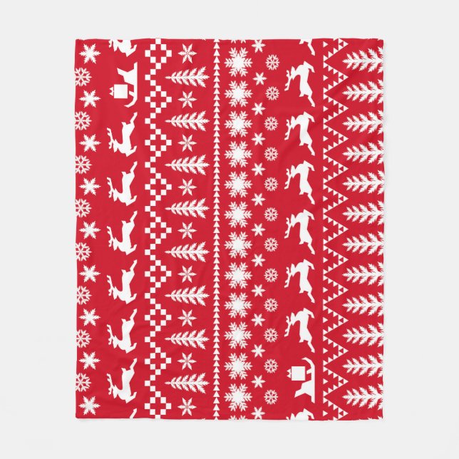 Classic Christmas: Red White Winter Pattern Fleece Blanket (Front)