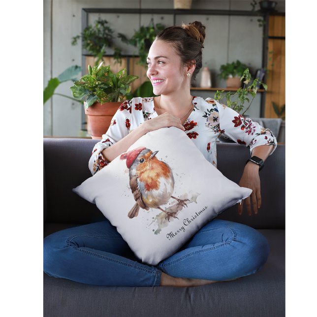 Classic Christmas Robin, custom  Cushion (Creator Uploaded)
