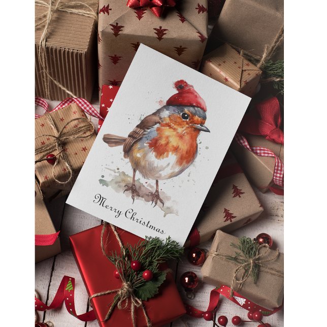 Classic Christmas Robin, custom  Holiday Card (Creator Uploaded)